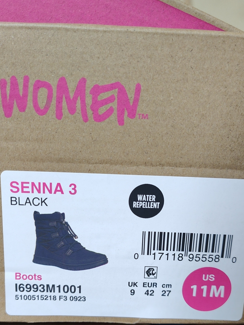 Senna 3 Black Women's Water-Repellent Boots, New With Box ,Size 11